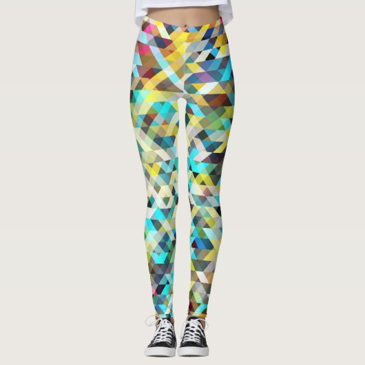 Lebhaftes Neon Mosaik: Abstrakter Hintergrund. Leggings (Vorderseite)