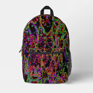 Lebhaftes Neon-Muster mit mehrfarbiger Curvy-Linie Bedruckter Rucksack