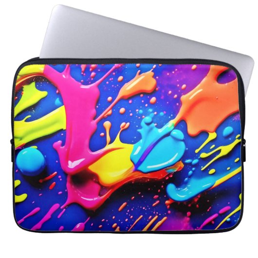 Lebhaftes Neon Paint Spritzer Artwork Laptopschutzhülle (Vorderseite)