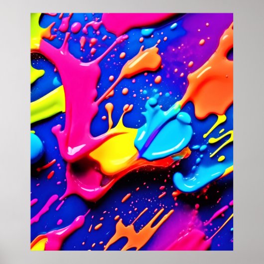 Lebhaftes Neon Paint Spritzer Artwork Poster (Vorne)