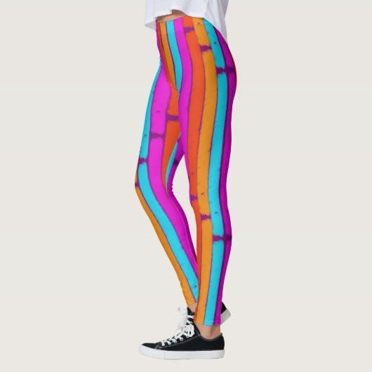 Lebhaftes Neon Painted Stripes Muster Leggings (Links)