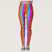Lebhaftes Neon Painted Stripes Muster Leggings (Vorderseite)