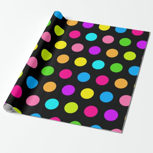 Lebhaftes Neon Polka Dot Pattern Geschenkpapier (Ungerollt)
