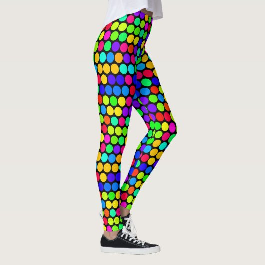 Lebhaftes Neon Polka Dot Pattern Leggings (Rechts)