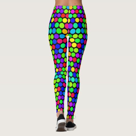 Lebhaftes Neon Polka Dot Pattern Leggings (Rückseite)