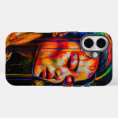 Lebhaftes Neon Portrait - Abstrakte expressionisti Case-Mate iPhone Hülle (Rückseite (Horizontal))