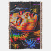 Lebhaftes Neon Portrait - Abstrakte expressionisti Decke (Vorderseite Vertikal)