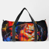 Lebhaftes Neon Portrait - Abstrakte expressionisti Duffle Bag (Rückseite)