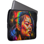 Lebhaftes Neon Portrait - Abstrakte expressionisti Laptopschutzhülle (Vorne Rechts)