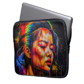 Lebhaftes Neon Portrait - Abstrakte expressionisti Laptopschutzhülle (Vorderseite Links)