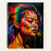 Lebhaftes Neon Portrait - Abstrakte expressionisti Notizblock (Vorderseite)