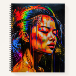 Lebhaftes Neon Portrait - Abstrakte expressionisti Notizblock