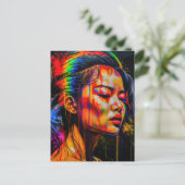 Lebhaftes Neon Portrait - Abstrakte expressionisti Postkarte (Stehend Vorderseite)