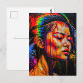 Lebhaftes Neon Portrait - Abstrakte expressionisti Postkarte (Vorne/Hinten)