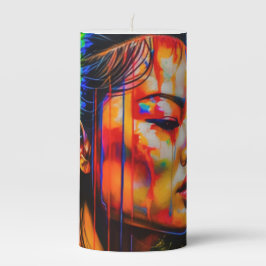 Lebhaftes Neon Portrait - Abstrakte expressionisti Stumpenkerze