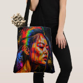 Lebhaftes Neon Portrait - Abstrakte expressionisti Tasche (Von Nahem)