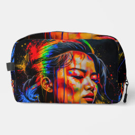 Lebhaftes Neon Portrait - Abstrakte expressionisti Waschbeutel