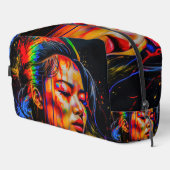 Lebhaftes Neon Portrait - Abstrakte expressionisti Waschbeutel (Rechte Ecke)