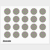 Lebhaftes Neon Sunburst Pattern Runder Aufkleber (Blatt)