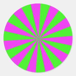 Lebhaftes Neon Sunburst Pattern Runder Aufkleber