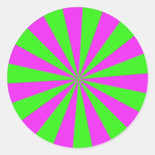 Lebhaftes Neon Sunburst Pattern Runder Aufkleber (Vorderseite)