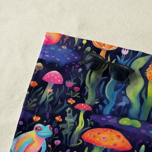 Lebhaftes Neonfroschmuster Strandtuch (Beispiel)