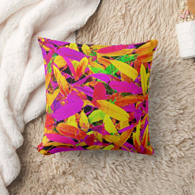 Lebhaftes NeonLeaf Elegance Muster Kissen (Decke)