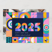 Lebhaftes neues Jahr 2025 Feiertagskarte (Vorne/Hinten)