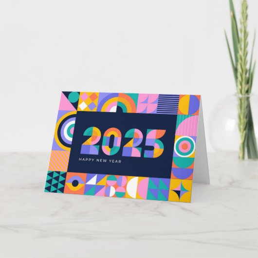 Lebhaftes neues Jahr 2025 Feiertagskarte (Vorderseite)