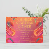 Lebhaftes neues Jahr in China mit Rot und Gold Sch Einladung (Stehend Vorderseite)