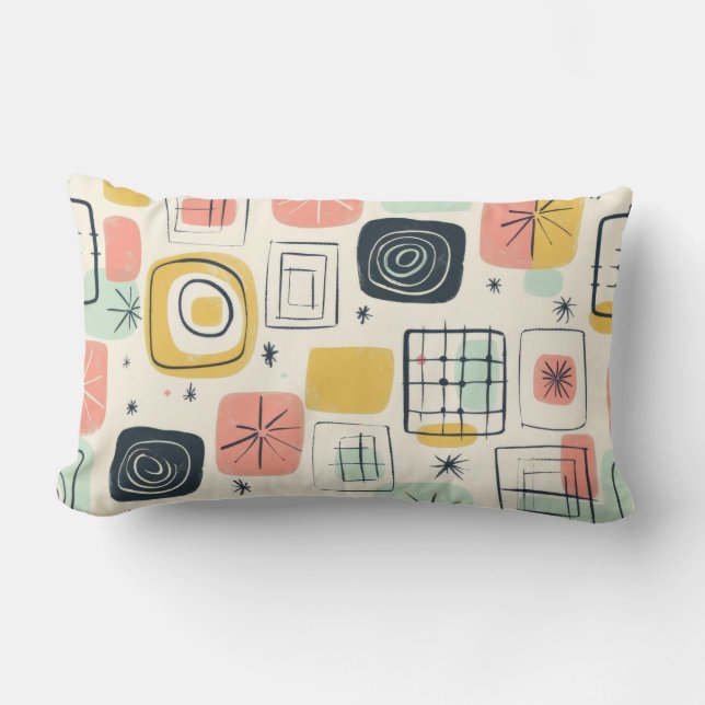 Lebhaftes, neutrales, modernes Abstraktes Kissen (Vorderseite)