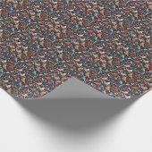 Lebhaftes nordisches Flora- und Vogelmuster Geschenkpapier (Ecke)