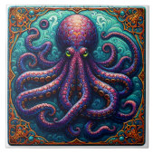 Lebhaftes Octopus Tile Design Fliese (Vorderseite)