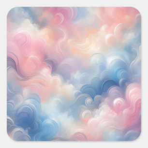 Lebhaftes Öl Pastel Pink Abstrakte Kunst Quadratischer Aufkleber