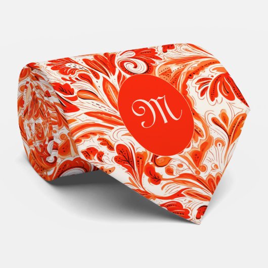 Lebhaftes Orange Abstrakt Botanisches Krawatte (Gerollt)