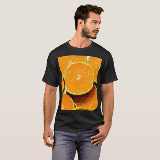 Lebhaftes Orange Background Grafisches T-Shirt - F (Vorne ganz)