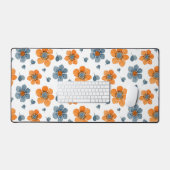 Lebhaftes Orange Blue Floral Pattern Schreibtischunterlage (Tastatur & Maus)