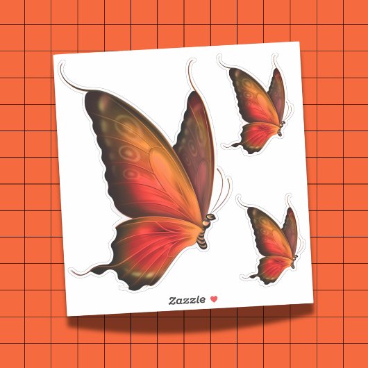 Lebhaftes Orange Butterfly-Set mit kundenspezifisc Aufkleber