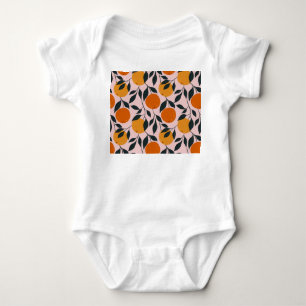 Lebhaftes Orange Citrus Nahtloses Muster Baby Strampler