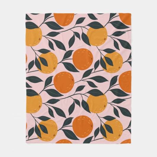 Lebhaftes Orange Citrus Nahtloses Muster Fleecedecke (Vorderseite)