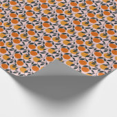 Lebhaftes Orange Citrus Nahtloses Muster Geschenkpapier (Ecke)