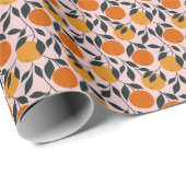 Lebhaftes Orange Citrus Nahtloses Muster Geschenkpapier (Rolleneckpunkt)