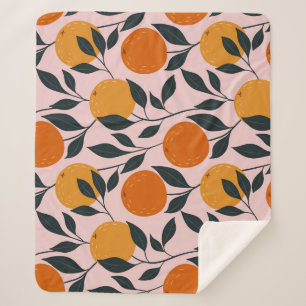 Lebhaftes Orange Citrus Nahtloses Muster Sherpadecke