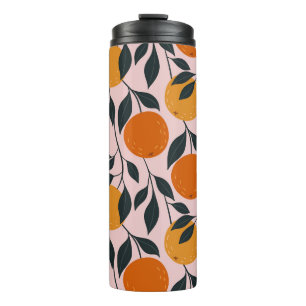 Lebhaftes Orange Citrus Nahtloses Muster Thermosbecher