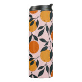 Lebhaftes Orange Citrus Nahtloses Muster Thermosbecher (Nach links gedreht)