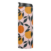 Lebhaftes Orange Citrus Nahtloses Muster Thermosbecher (Nach rechts gedreht)