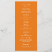 Lebhaftes Orange Hochzeitsprogramm (Rückseite)