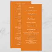 Lebhaftes Orange Hochzeitsprogramm (Vorne/Hinten)