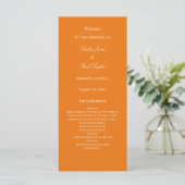Lebhaftes Orange Hochzeitsprogramm (Stehend Vorderseite)
