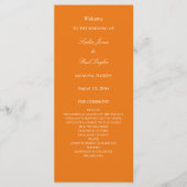 Lebhaftes Orange Hochzeitsprogramm (Vorderseite)